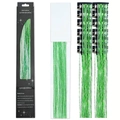 Green glitter hair tinsel with 10 easy clip-ins and 16 strands per piece, 60cm length - 12 Pieces / Laser Green (12-Piece Set)