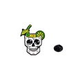 Cartoon skeleton skull cocktail enamel pin with lemon slice and rubber clutch backing - Cocktail Skull (CZ0497-2)