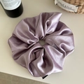 Elegant lavender purple satin scrunchie with fashion label for women hair styling - Large 22cm / Taro Purple