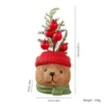Figurine d'ours de Noël avec bonnet rouge et écharpe verte avec baies rouges 16cm - Ours 3D
