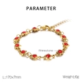 Detailed parameter view of gold star link bracelet with red rhinestones, 170x7mm size - Gold + Red Zircon (KB183063-TJG)