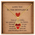 Golden heart crown pendant necklace with red ruby and crystal in a vintage gift box - Tiara Crown Red Heart Style (SL024)