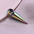 Rainbow gradient conical pendant in stainless steel with a spherical top element - Rainbow