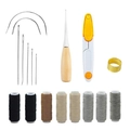 Heavy duty leather sewing kit with 6 needles, awl, ripper, thimble and 8 wax thread spools - 18