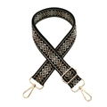 Dettaglio tracolla etnica con ganci in metallo dorato e fibbia di regolazione lucida - Chiusura in Argento / X28-Nero Cachi Scuro