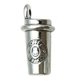 Silver coffee cup pendant with smile face engraving for DIY jewelry making charm - Antique Silver Coffee Cup (Logo)