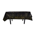 Disposable black rectangular tablecloth with gold star patterns for party decoration - Black with Gold Stars