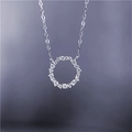 S925 sterling silver necklace with a sparkling pavé zircon studded circular pendant - White Gold
