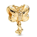 Elegant gold butterfly pendant bead with sparkling crystals on white background - 021-Zirconia Butterfly
