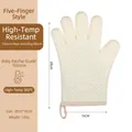 Guante de silicona crema con diseño de cinco dedos resistente al calor hasta 300 grados - Estilo de cinco dedos / 1 Unidad / Blanco Roto