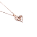 Rose gold heart pendant necklace with micro-paved crystals and projection stone - Rose Gold
