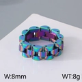 Anello catena in acciaio inossidabile arcobaleno largo 8mm peso 8g per uomo e donna - US 7 / Colorato