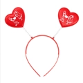 Detail of red spring headband featuring satin heart with romantic couple illustration - Style 28 (Sketch Print Heart)