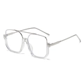 Fashionable oversized transparent TR frame sunglasses with double bridge metal design - Silver Frame Clear Anti-Blue Light C9