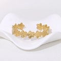 18K gold-plated floral stainless steel cuff bracelet with 3D embossed flower patterns - Gold