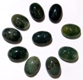 Deep green 10x14mm oval natural crystal cabochons for DIY jewelry making and setting - India Agate
