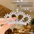 Pettine per capelli da principessa per bambine con corona d'argento e strass colorati - 4# Pettine a Corona con Strass Colorati (Medio)