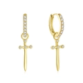 Orecchini a pugnale in argento sterling S925 dorato con pietre di zircone bianco - Argento 925 / Oro