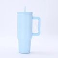 40oz stainless steel insulated tumbler with handle and straw in light blue finish - Third Generation 40oz Light Blue / 40oz