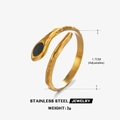 Golden snake ring in stainless steel with black stone inlay, size 1.7cm adjustable - Black Snake Ring