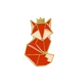 Spilla volpe geometrica in acrilico con corona dorata e finitura in smalto - Volpe Geometrica