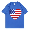 T-shirt bleu roi du Jour de l'Indépendance avec drapeau américain en cœur sur fond blanc - XS / Bleu Royal (Cœur Drapeau)
