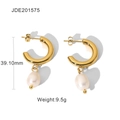 Boucles d'Oreilles Pendantes Perles Baroques Forme C Dorées (JDE201575)