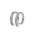 Silver double-layer ear cuff with shimmering pavé zircon stones in a minimalist style - Silver (02WhiteK1774)