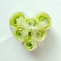 Gift box with six light green soap roses and a yellow ribbon bow on a white background - Lime Green