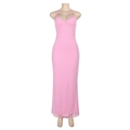 Detail des rosa Neckholder-Kleids mit Spitzenbesatz und geripptem Stretchstoff - S / Rosa