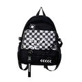Mochila negra de estilo colegial con bolsillo de tablero de ajedrez en PVC transparente - Negro