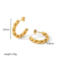 18K gold plated stainless steel 25mm C-shape twisted hoop earrings for women - Gold (TE6254-G)