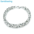 Silver Byzantine chain bracelet for men with matte sandblasting finish in stainless steel - Matte Steel