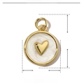 Detail of round heart pendant with white enamel and gold plating dimensions 15x21mm - VH708 Heart Style (3 Pcs)