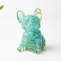 French Bulldog crystal figurine in turquoise resin with elegant gold foil flakes - Aquamarine
