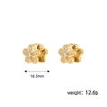 18K gold plated stainless steel flower earrings with sparkling zircon crystals - Large Flower (STE2446-GO)