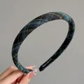 Serre-tête classique en tissu écossais vert et bleu avec étiquette fait main authentique - Carreaux Vert