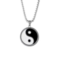 Klassische Yin Yang Tai Chi Halskette in Schwarz-Weiß mit silberner Edelstahlkette - Tai Chi Yin Yang Stil / Bagua