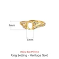 S925 sterling silver ring mount with ancient gold finish for 5x7mm amber DIY inlay - Antique Gold (5*7mm)