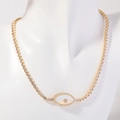 Halskette mit Evil Eye Anhänger in Gold mit funkelnden Zirkonia und schimmerndem Stein - Zirkon Opal Halskette