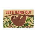 Detail of coir door mat with cute sloth illustration and 'LET'S HANG OUT' text - 40*60cm / Christmas Mat-23 (Sloth)