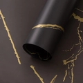 Waterproof matte black floral wrapping paper with luxurious gold foil marble patterns - Golden Marble - Magic Black
