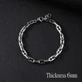 Men's 6mm silver stainless steel Cuban link bracelet with coffee bean pig nose chain design - 21cm / Silver/6mm Figure-8 Link Bracelet