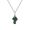 Handmade mushroom pendant necklace with green malachite stone and silver wire wrap - Malachite