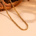 Detailed close-up of a golden multi-strand twisted snake chain with metallic luster - Gold Braided Necklace (I814)
