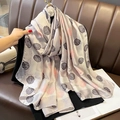Elegant beige silk scarf for women featuring black and pink rose floral pattern texture - 90*180cm / Light Gray