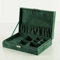 Deep green suede double-layer jewelry box organizer with velvet lining and partitions - Single Layer / Dark Green