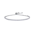 Pulsera tennis ajustable de plata de ley S925 con moissanita para mujer con cierre de cordón - Pulsera de Moissanita de una Sola Fila / Oro Blanco