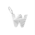Silver stainless steel pendant featuring a textured letter W design with radial grooves - Letter W / Steel Color
