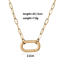 18K gold-plated stainless steel necklace with oval pendant and 45+5cm paperclip chain - Spring Clasp Paperclip Chain